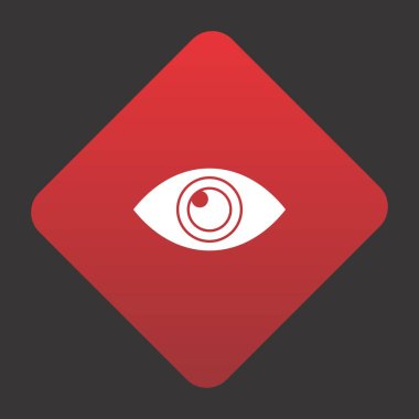 Projeniz için kırmızı arkaplanda göz vektörü simgesi