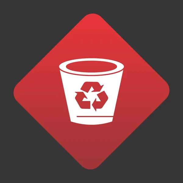 Papelera Reciclaje Icono Vector Sobre Fondo Rojo Para Proyecto — Vector de stock