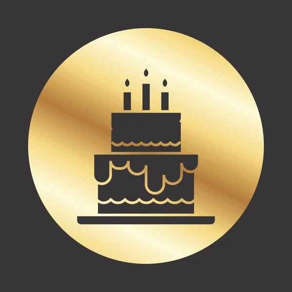 Zadowolony Ikona Tort Urodzinowy Dla Projektu — Wektor stockowy