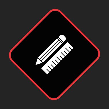 Projeniz için siyah arkaplan üzerindeki kalem ölçekli vektör simgesi