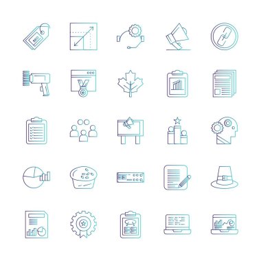 Vektör illüstrasyonu, farklı basit simgeler kümesi 