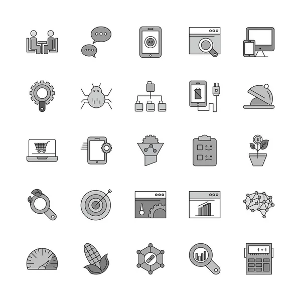 Set Universal Vector Icons Grey — Stock Vector