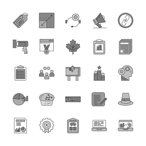 Vector Ilustración Conjunto Diferentes Iconos Simples — Vector de stock