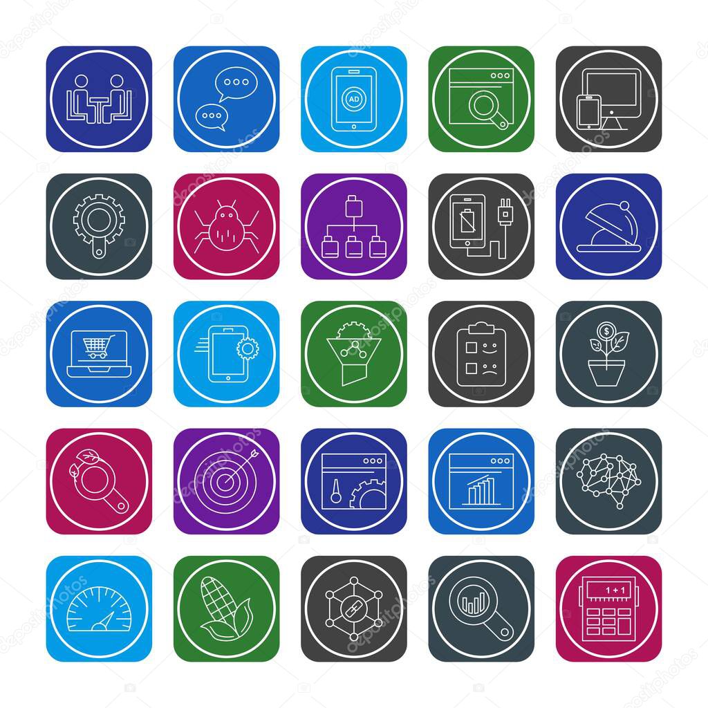 Set Of Universal 25 colorful Icons