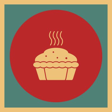 Kek ikonu. Fırın yemeği ve gastronomi teması. Yalnız tasarım. vektör illüstrasyonu