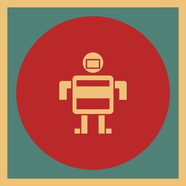 Kırmızı çemberdeki robot simgesi beyaz arkaplan çizimi üzerinde izole edildi