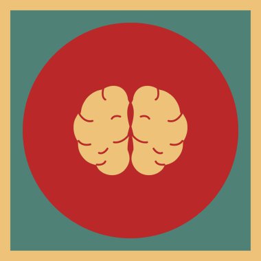 Beyin ikonu, vektör çizimi. Düz tasarım biçimi
