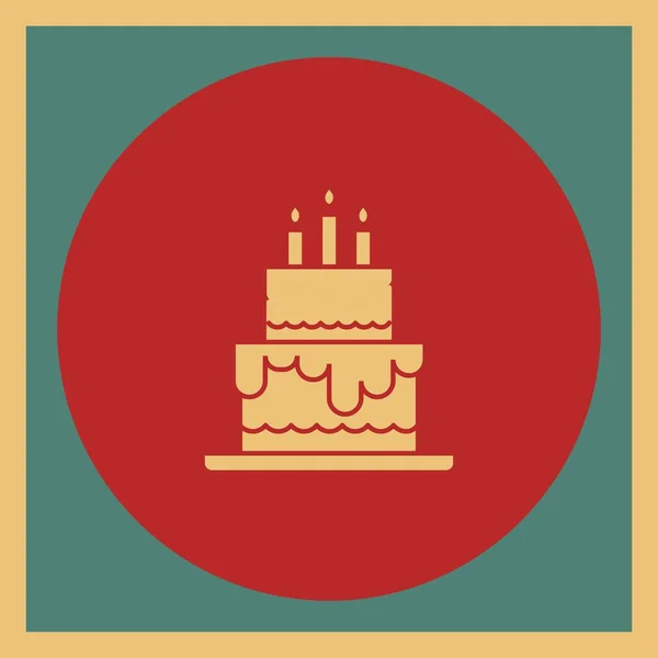 Torta Cumpleaños Icono Del Vector — Archivo Imágenes Vectoriales