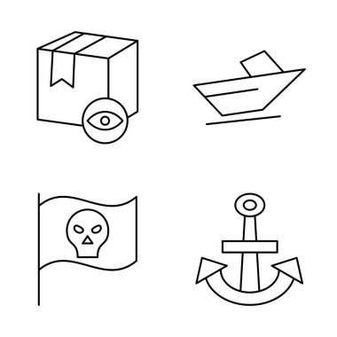 Basit çizgi simgelerinin vektör kümesi. düzenlenebilir posta paketi, zarf, kutu ve diğer ögeler.