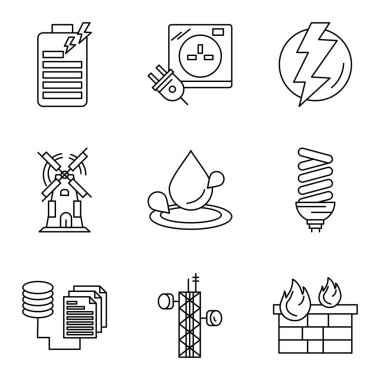 Farklı basit simgeler kümesi, vektör illüstrasyonu 