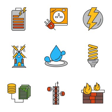 Farklı basit simgeler kümesi, vektör illüstrasyonu 