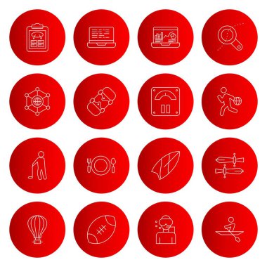 16 basit simge, Evrensel Ağ Simgeleri Kümesi, vektör illüstrasyonu 