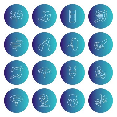 16 Simge kümesi, vektör illüstrasyonu 