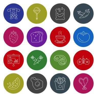 16 renkli basit simge, Web Simgeleri kümesi, vektör illüstrasyonu 