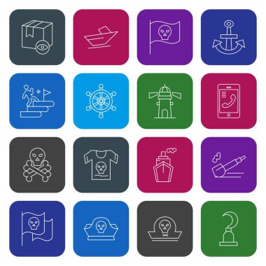 16 renkli basit simge, Web Simgeleri kümesi, vektör illüstrasyonu 