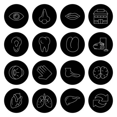 16 siyah basit simge, Web Simgeleri Kümesi, vektör illüstrasyonu 