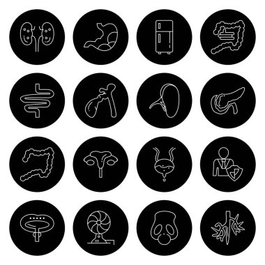 16 siyah basit simge, Web Simgeleri Kümesi, vektör illüstrasyonu 