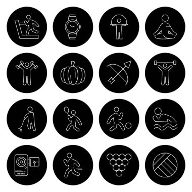 16 siyah basit simge, Web Simgeleri Kümesi, vektör illüstrasyonu 