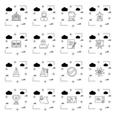 Mobil Uygulama ve web sitesi için 16 farklı simge, vektör illüstrasyonu 