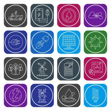 Mobil Uygulama ve web sitesi için renkli farklı Evrensel Simgeler, vektör illüstrasyonu 