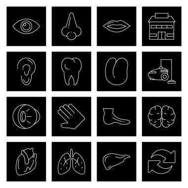 siyah Evrensel Simgeler Mobil Uygulama ve web sitesi için, vektör illüstrasyonu 