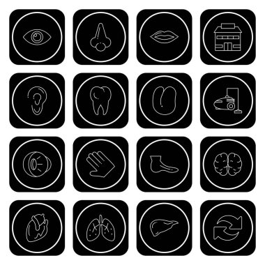 siyah Evrensel Simgeler Mobil Uygulama ve web sitesi için, vektör illüstrasyonu 