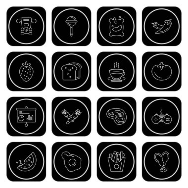 siyah Evrensel Simgeler Mobil Uygulama ve web sitesi için, vektör illüstrasyonu 