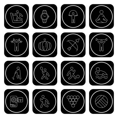 siyah Evrensel Simgeler Mobil Uygulama ve web sitesi için, vektör illüstrasyonu 