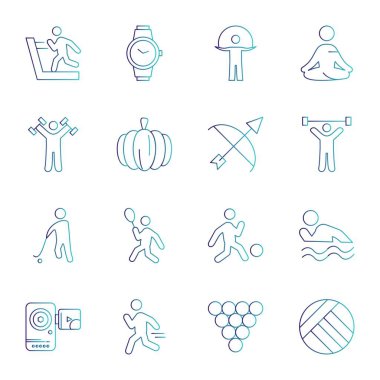 Mobil Uygulama ve web sitesi için 16 farklı Evrensel Simge, vektör illüstrasyonu 