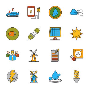 Mobil Uygulama ve web sitesi için 16 farklı Evrensel Simge, vektör illüstrasyonu 