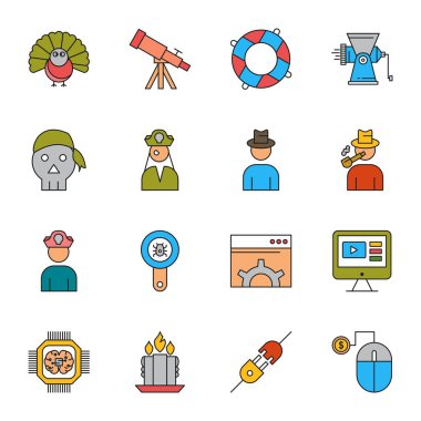 simge koleksiyonu, Web ve mobil uygulama için kullanıcı arayüzü simgeleri, vektör illüstrasyonu 