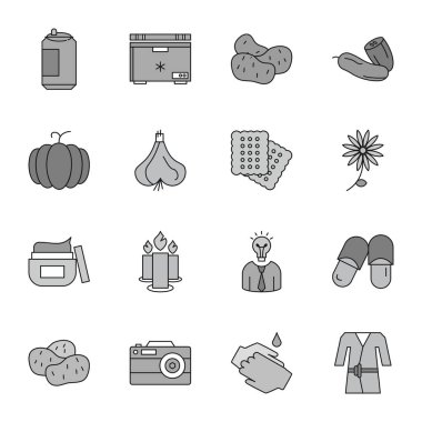 16 basit simge, Web Simgeleri Kümesi, vektör illüstrasyonu 