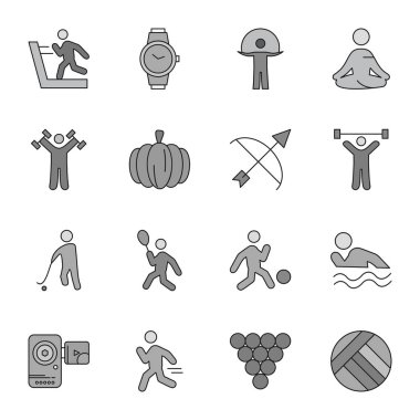 Mobil Uygulama ve web sitesi için 16 farklı simge, vektör illüstrasyonu 