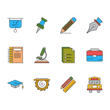 12 basit simge, vektör illüstrasyonu 