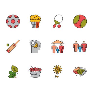  12 Evrensel Piksel Simgesi kümesi, vektör illüstrasyonu 