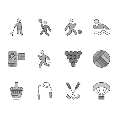 12 basit simge, vektör illüstrasyonu 