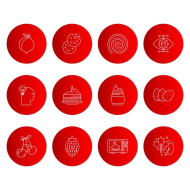 kırmızı yuvarlak simgeler, Evrensel İlgili Simgeler koleksiyonu, vektör illüstrasyonu 