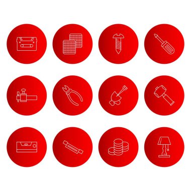 kırmızı yuvarlak simgeler, Evrensel İlgili Simgeler Kümesi, vektör illüstrasyonu 