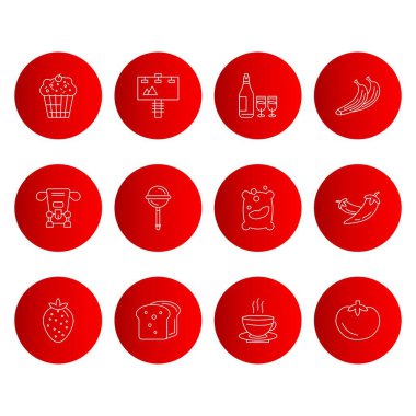 kırmızı yuvarlak simgeler, Evrensel İlgili Simgeler Kümesi, vektör illüstrasyonu 