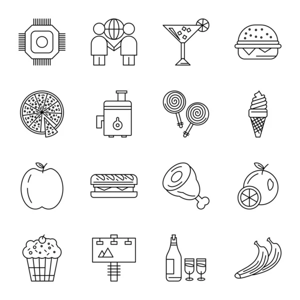 Conjunto Iconos Universales Con Espacio Copia — Vector de stock