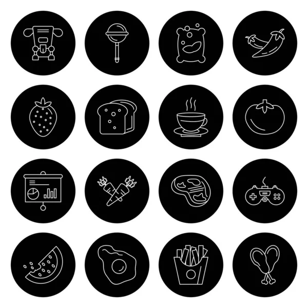 Negro Iconos Simples Conjunto Iconos Web Ilustración Vectorial — Archivo Imágenes Vectoriales