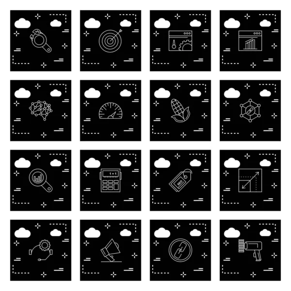 Zwarte Iconen Verschillende Universele Iconen Voor Mobiele Toepassingen Website Vectorillustratie — Stockvector