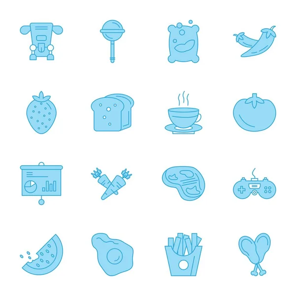 Iconos Azules Para Aplicación Móvil Sitio Web Ilustración Vectores — Vector de stock