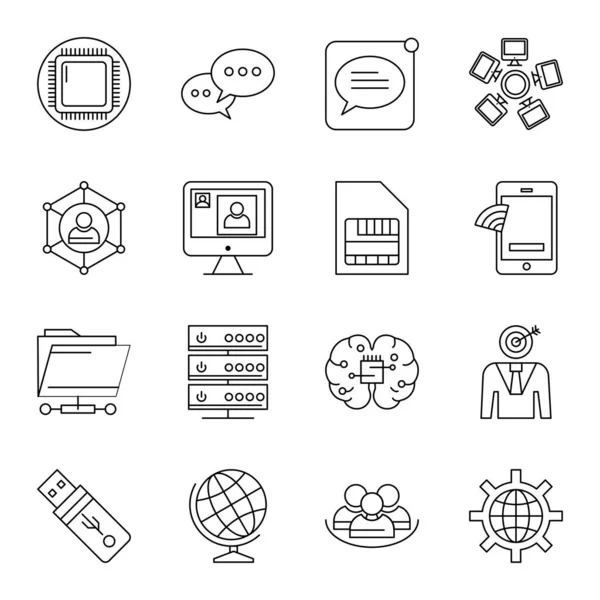 Ikony Interfejsu Ustawione Dla Aplikacji Webowych Mobilnych Ilustracja Wektora — Wektor stockowy