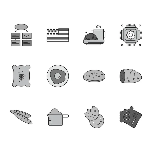 Conjunto Iconos Universales Con Espacio Copia — Vector de stock