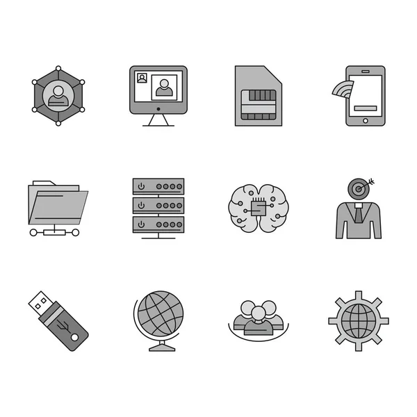 Set Universal Pixel Icons Vector Illustration — Stock Vector