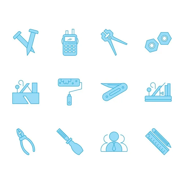 Blauwe Eenvoudige Iconen Set Van Web Iconen Vectorillustratie — Stockvector