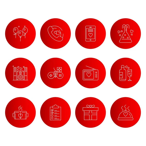 Iconos Redondos Rojos Conjunto Iconos Relacionados Universales Ilustración Vectorial — Vector de stock
