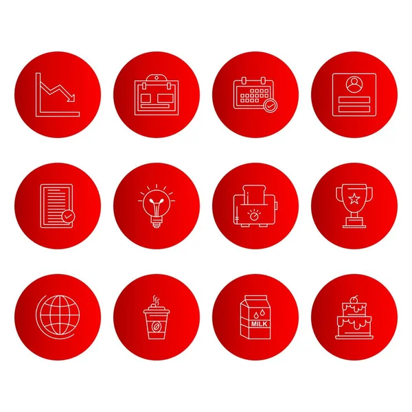 Iconos Redondos Rojos Conjunto Iconos Relacionados Universales Ilustración Vectorial — Vector de stock