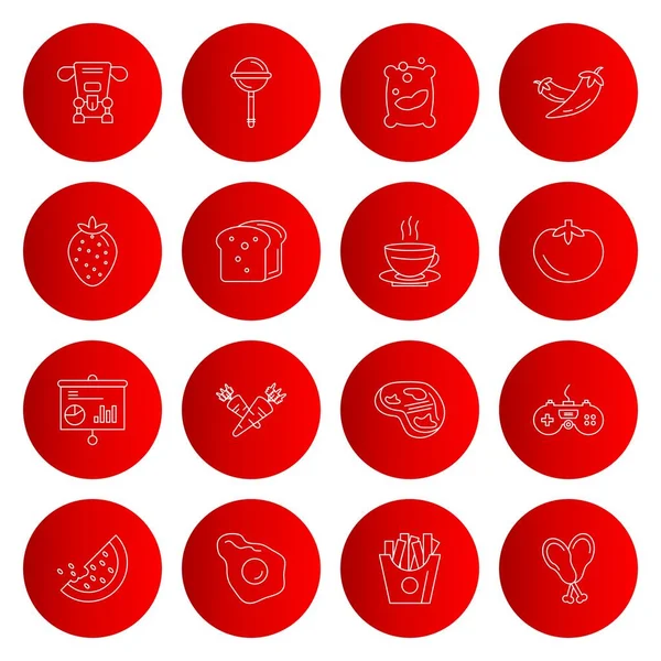 Red Simple Icons Set Web Icons Vector Illustration — Stock Vector